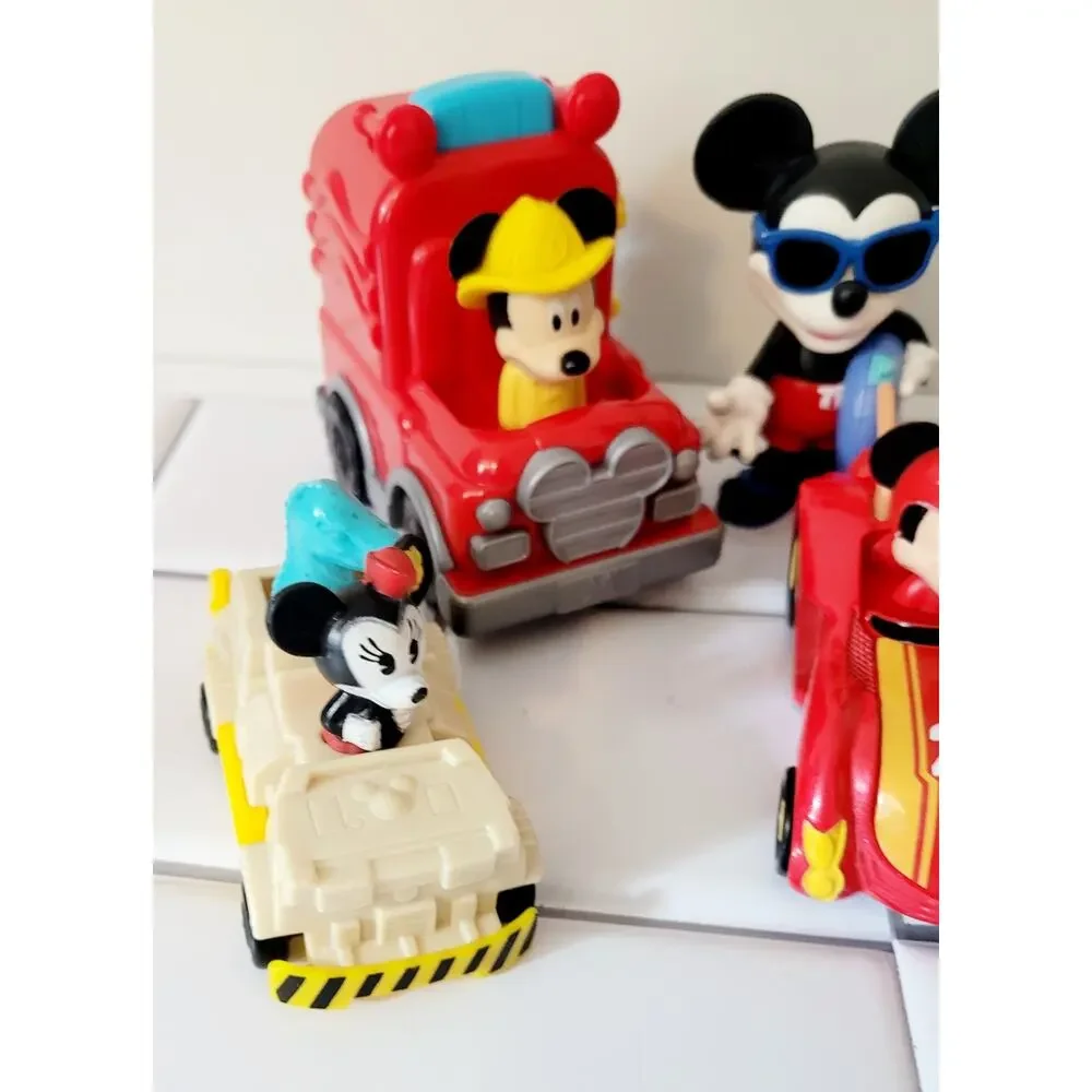 Mickey Mouse Vehicle and Toy Figure lot Set of 6